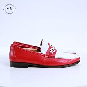 Bruno Magli Kurt Leather Loafers Red White Men 10